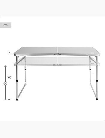 Aktive mesa de acampamento dobrável, regulável em altura e superfície antiderrapante