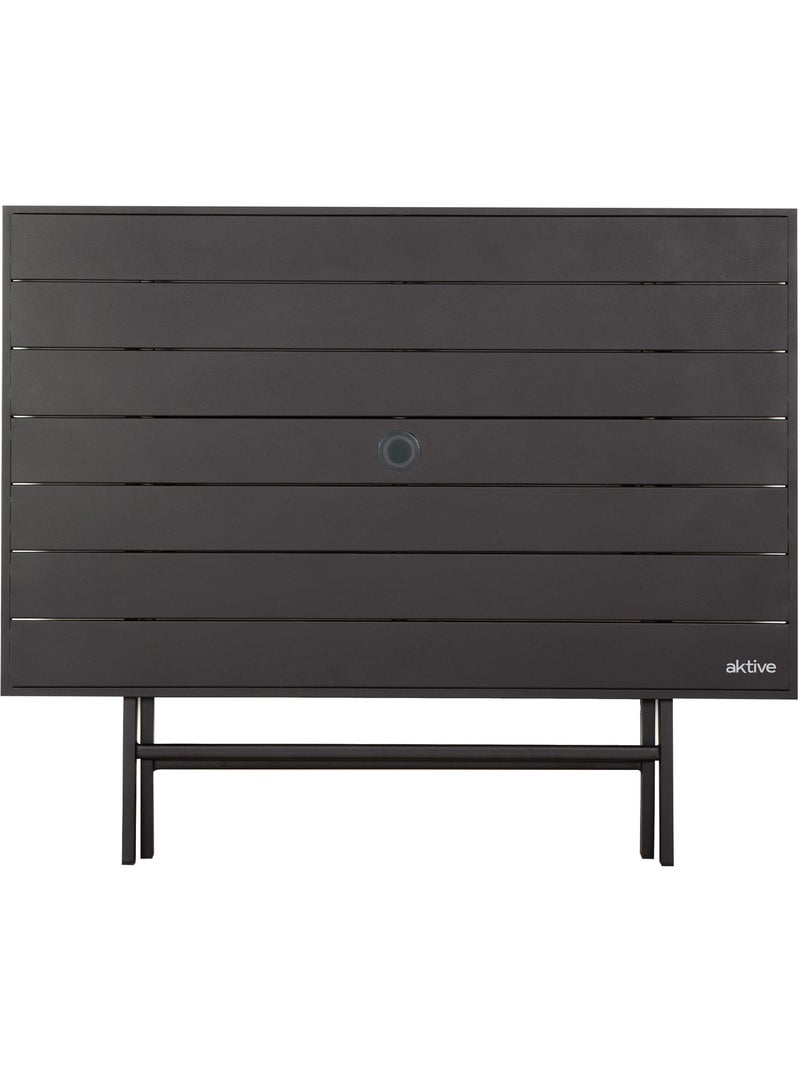 Aktive mesa de jardim dobrável em aço preto para 4 pessoas com furo para guarda-chuva 120x75x70 cm Preto - Kiabi