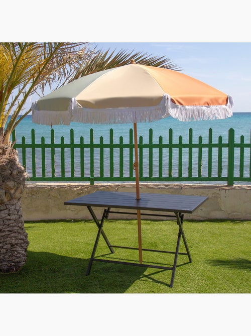 Aktive mesa de jardim dobrável em aço preto para 4 pessoas com furo para guarda-chuva 120x75x70 cm - Kiabi