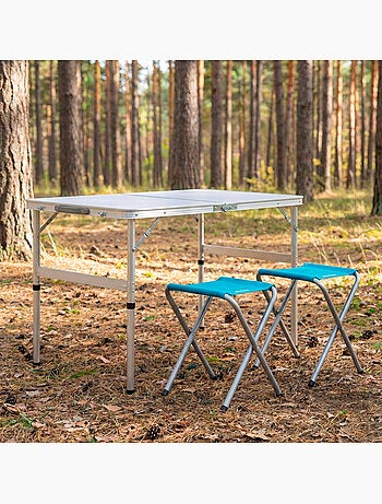 Aktive mesa dobrável com altura ajustável e 2 banquetas