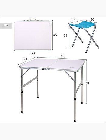 Aktive mesa dobrável com altura ajustável e 2 banquetas