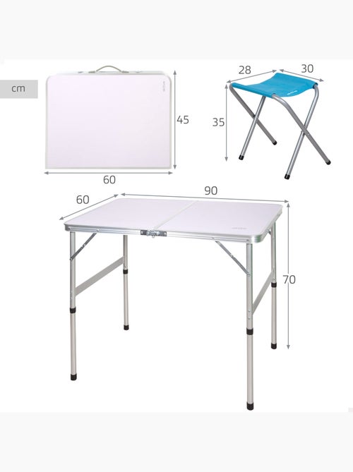 Aktive mesa dobrável com altura ajustável e 2 banquetas - Kiabi