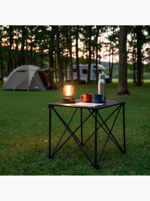 Aktive mesa dobrável de acampamento anti-capotamento e removível preta - Kiabi