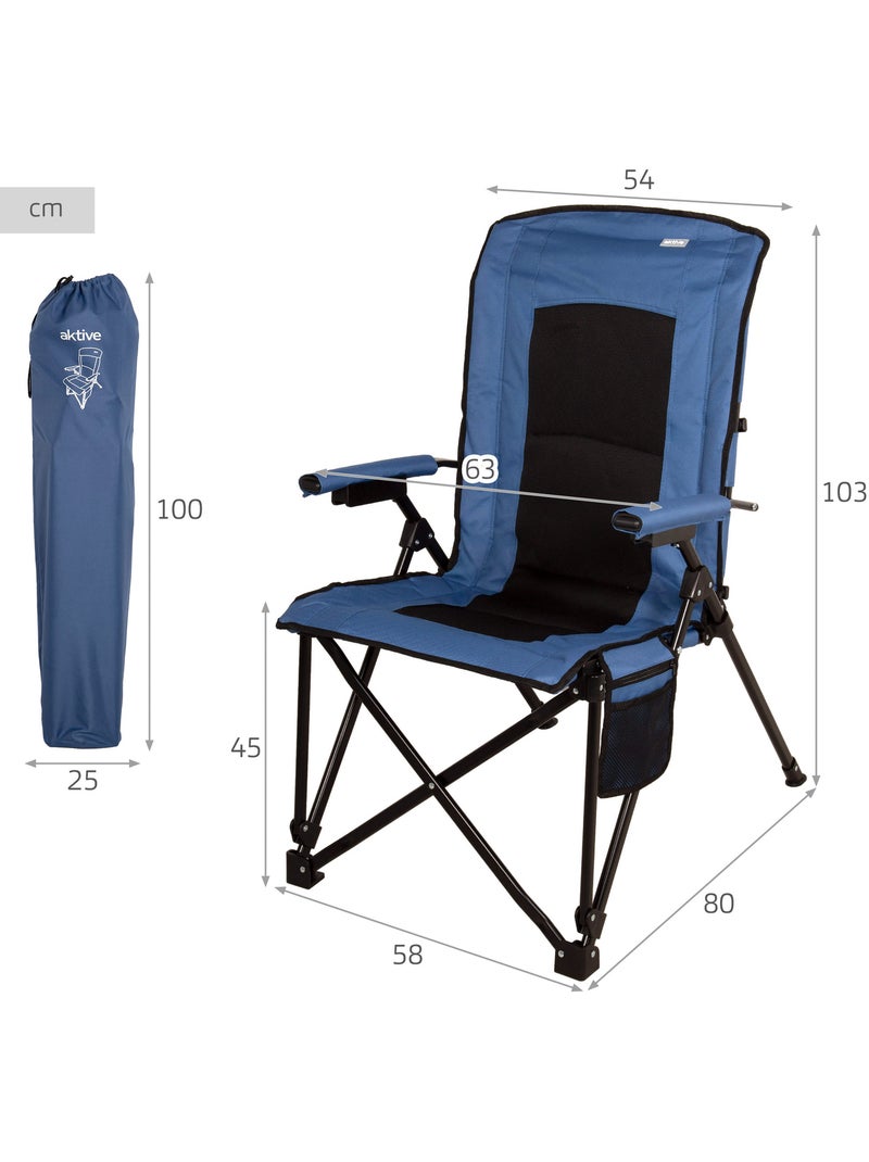 Aktive pack 2 cadeiras altas de camping 54x80x103 cm com bolsos Azul-Preto - Kiabi