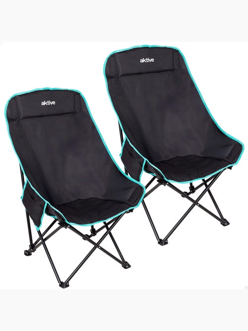 Aktive pack 2 cadeiras altas de camping 55x45x90 cm pretas - Kiabi