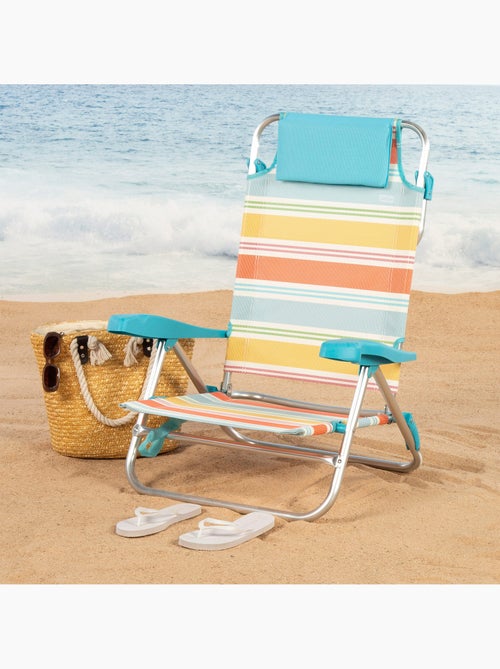 Aktive pack 2 cadeiras de praia dobráveis 8 posições 48x50x80 cm riscas multicoloridas - Kiabi Aktive pack 2 cadeiras de praia dobráveis 8 posições 48x50x80 cm riscas multicoloridas - Kiabi