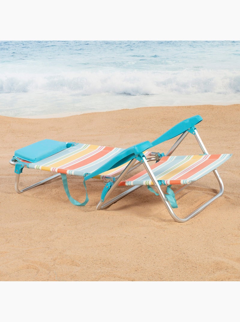 Aktive pack 2 cadeiras de praia dobráveis 8 posições 48x50x80 cm riscas multicoloridas Multicolorido - Kiabi