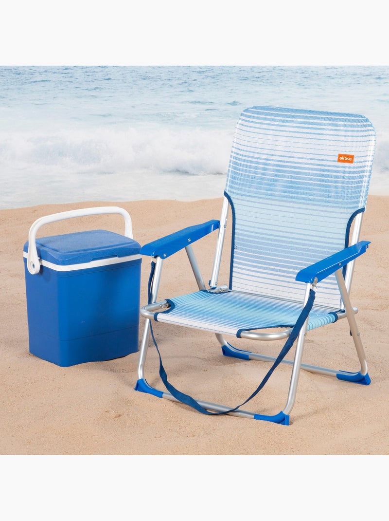 Aktive pack 2 cadeiras de praia dobráveis com riscas anti-queda Azul Branco - Kiabi