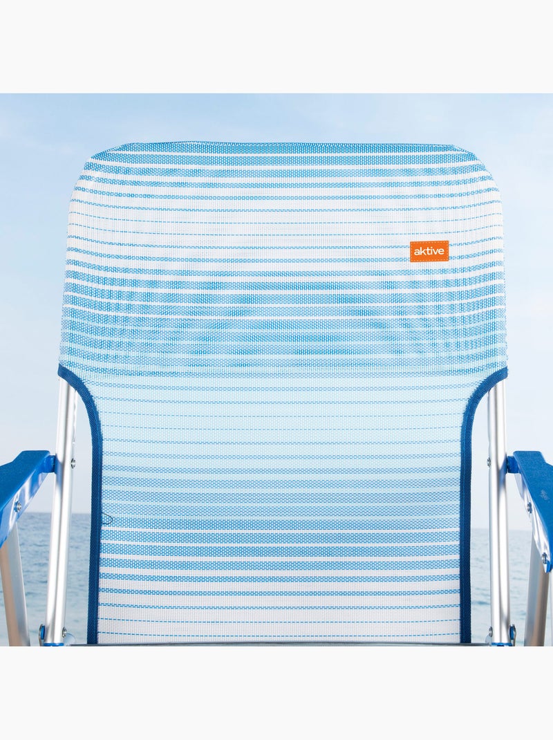 Aktive pack 2 cadeiras de praia dobráveis com riscas anti-queda Azul Branco - Kiabi
