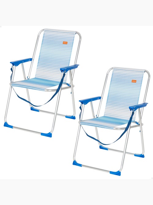 Aktive pack 2 cadeiras de praia dobráveis fixas às riscas azuis e brancas - Kiabi Aktive pack 2 cadeiras de praia dobráveis fixas às riscas azuis e brancas - Kiabi