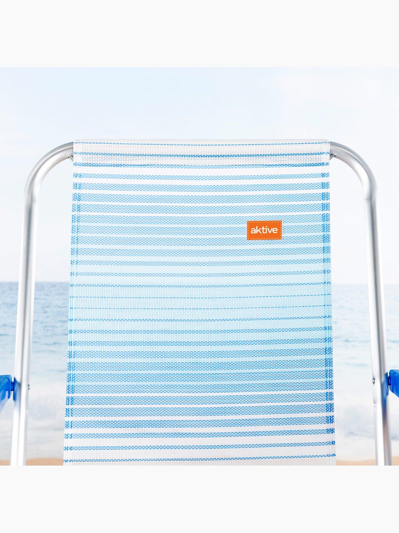 Aktive pack 2 cadeiras de praia dobráveis fixas às riscas azuis e brancas Branco - Kiabi