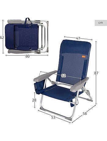 Aktive pack 2 cadeiras de praia dobráveis multiposições slim