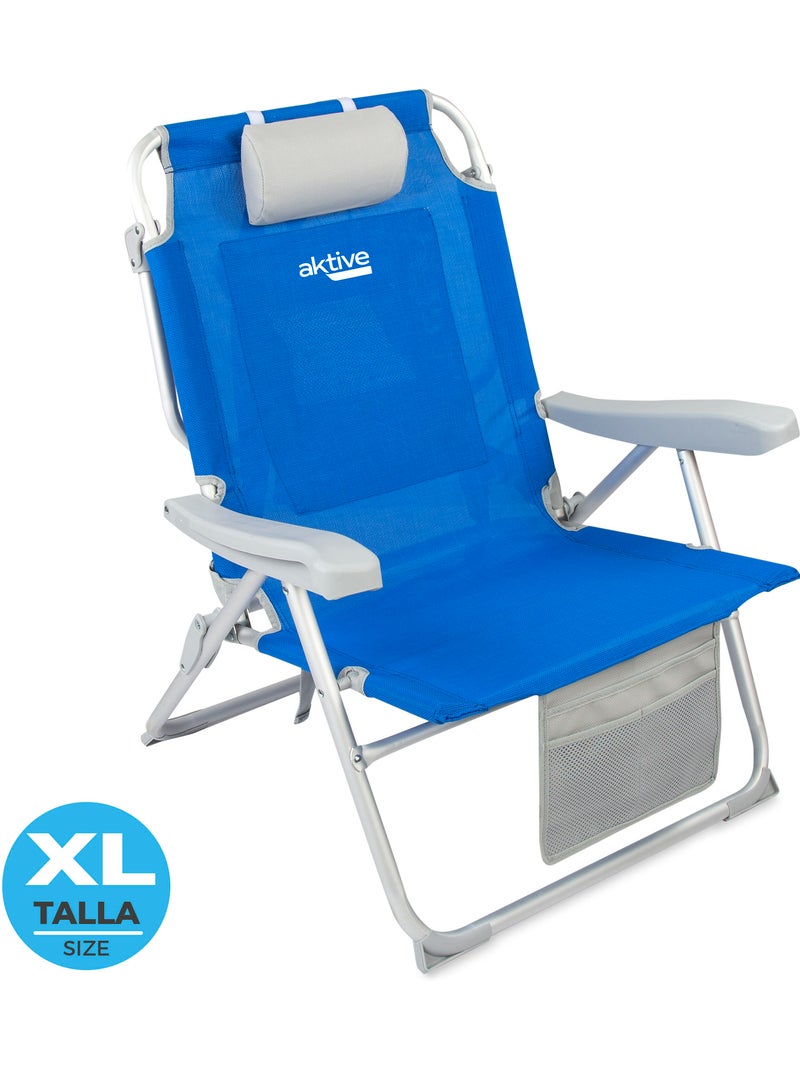 Aktive pack 2 cadeiras de praia dobráveis xxl multiposição tecido reforçado azul Azul - Kiabi