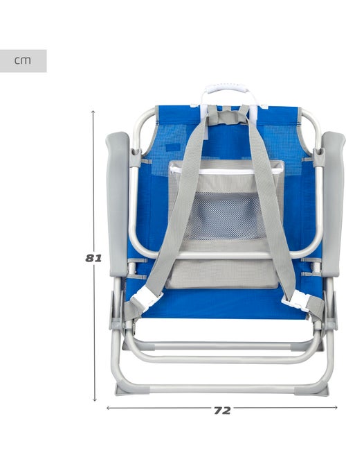 Aktive pack 2 cadeiras de praia dobráveis xxl multiposição tecido reforçado azul - Kiabi