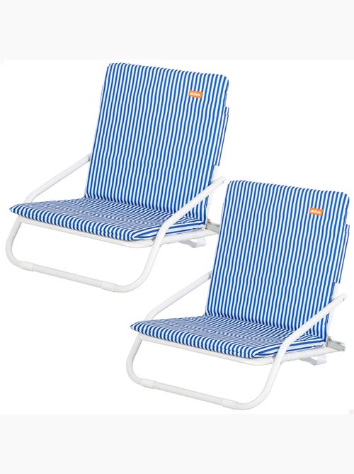 Aktive pack 2 cadeiras praia baixas 46x60x50 cm com listras náuticas e bolso no encosto - Kiabi Aktive pack 2 cadeiras praia baixas 46x60x50 cm com listras náuticas e bolso no encosto - Kiabi