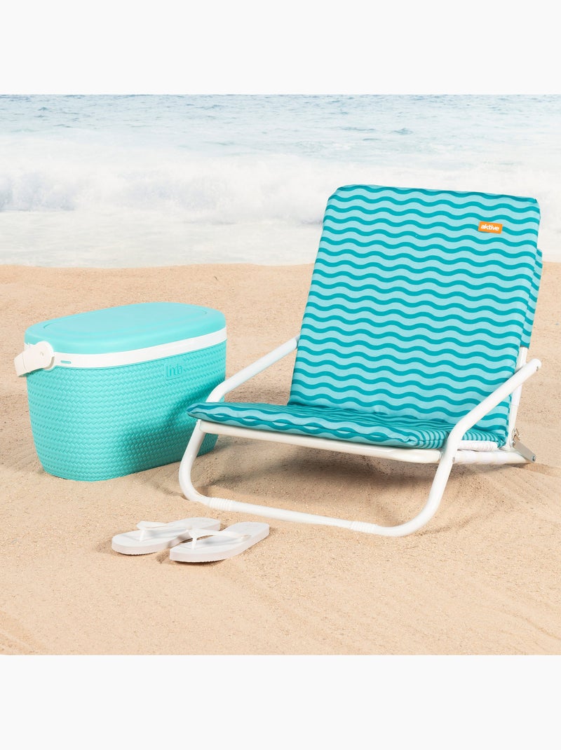 Aktive pack 2 cadeiras praia baixas 46x60x50 cm estampa de ondas turquesa com bolso no encosto Turquesa - Kiabi