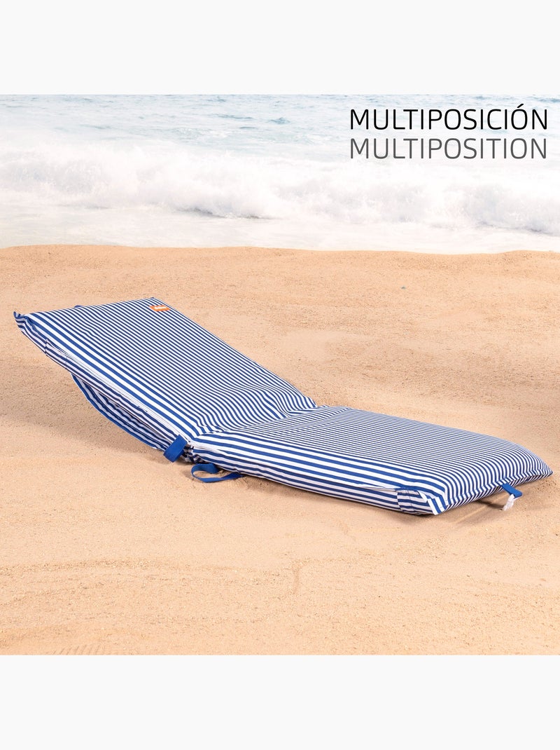 Aktive pack 2 cadeiras praia baixas com múltiplas posiçõe, 40x48x56 cm com bolso traseiro Azul - Kiabi