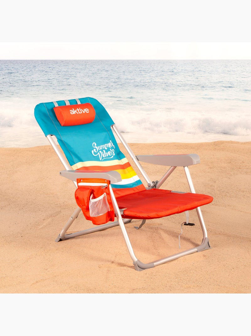 Aktive pack 2 cadeiras praia médias multiposições 50x60x85 cm multicoloridas com bolsos Multicolorido - Kiabi