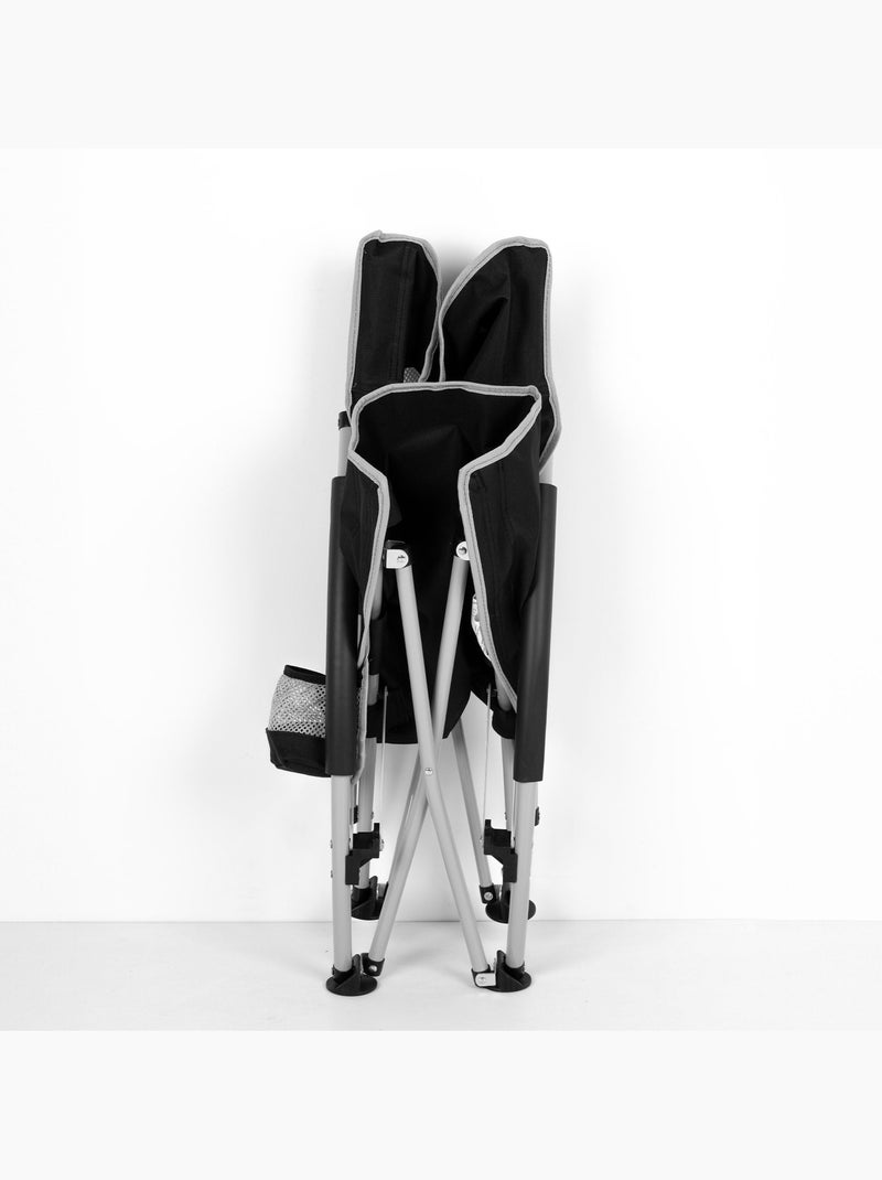 Aktive pack 4 cadeiras campismo dobráveis 50x51x67 cm pretas com suportes para copos Preto - Kiabi