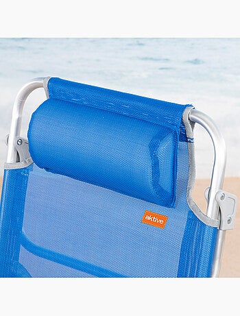 Aktive pack de 2 cadeiras de praia dobráveis e reclináveis 8 posições azuis c/almofada