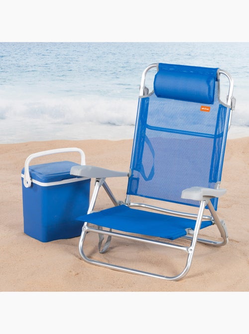 Aktive pack de 2 cadeiras de praia dobráveis e reclináveis 8 posições azuis c/almofada - Kiabi Aktive pack de 2 cadeiras de praia dobráveis e reclináveis 8 posições azuis c/almofada - Kiabi