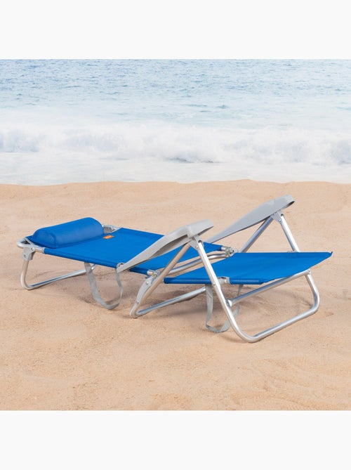 Aktive pack de 2 cadeiras de praia dobráveis e reclináveis 8 posições azuis c/almofada - Kiabi Aktive pack de 2 cadeiras de praia dobráveis e reclináveis 8 posições azuis c/almofada - Kiabi