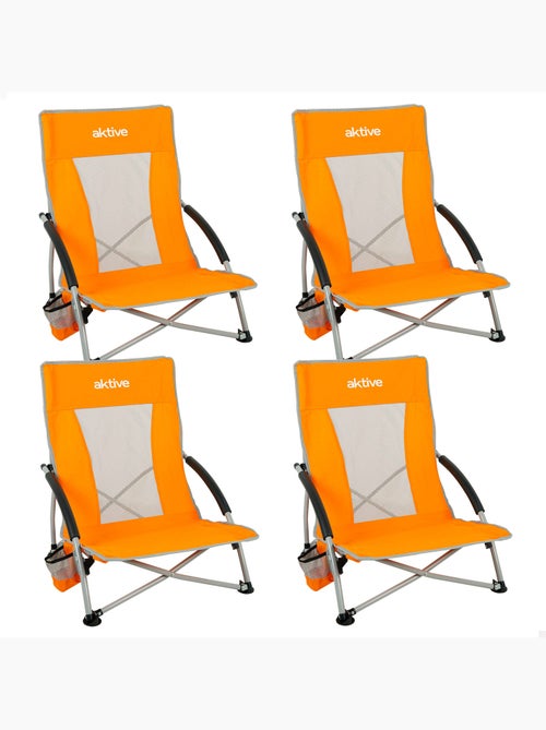 Aktive pack de 4 cadeiras de campismo baixas dobráveis 50x51x67 cm com porta-copos - Kiabi Aktive pack de 4 cadeiras de campismo baixas dobráveis 50x51x67 cm com porta-copos - Kiabi