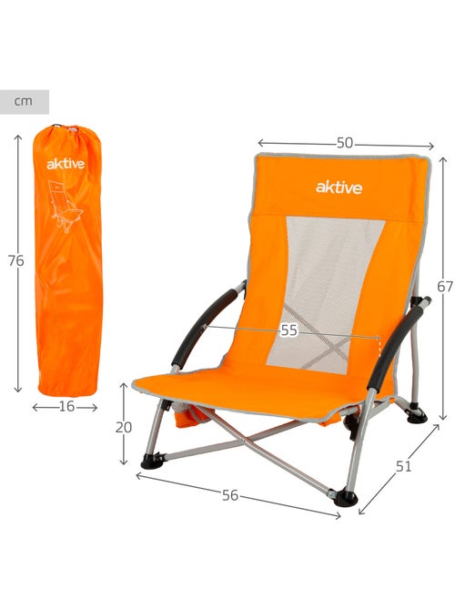 Aktive pack de 4 cadeiras de campismo baixas dobráveis 50x51x67 cm com porta-copos - Kiabi Aktive pack de 4 cadeiras de campismo baixas dobráveis 50x51x67 cm com porta-copos - Kiabi