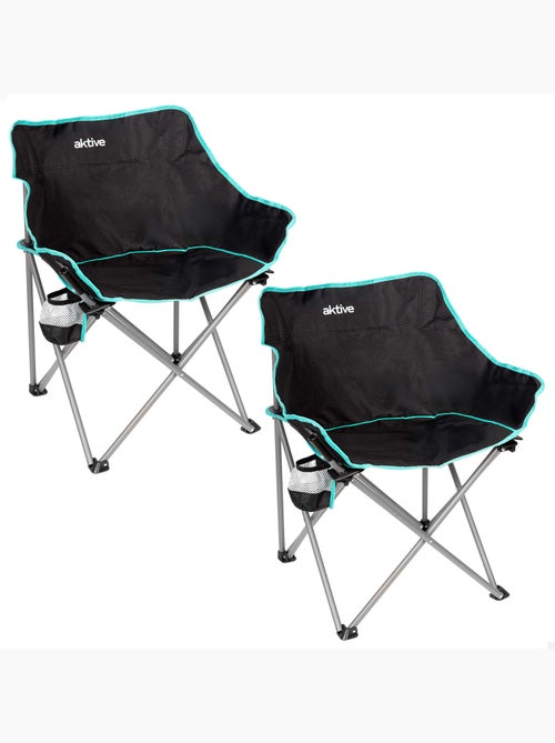 Aktive pacote de 2 cadeiras de acampamento dobráveis 50x47x74 cm com bases pretas - Kiabi Aktive pacote de 2 cadeiras de acampamento dobráveis 50x47x74 cm com bases pretas - Kiabi