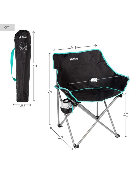 Aktive pacote de 2 cadeiras de acampamento dobráveis 50x47x74 cm com bases pretas - Kiabi Aktive pacote de 2 cadeiras de acampamento dobráveis 50x47x74 cm com bases pretas - Kiabi