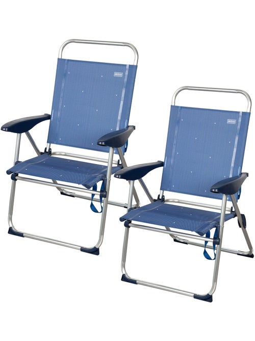 Aktive pacote de 2 cadeiras de praia dobráveis 48x60x100 cm azul 4 posições - Kiabi Aktive pacote de 2 cadeiras de praia dobráveis 48x60x100 cm azul 4 posições - Kiabi
