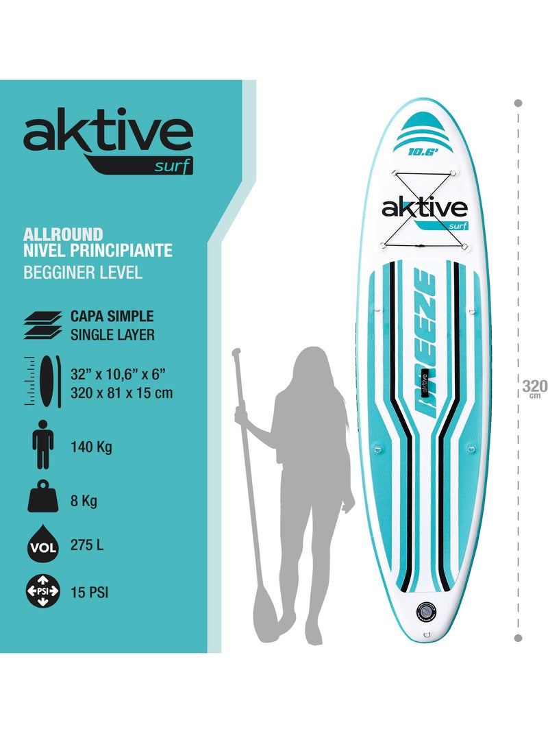 Aktive prancha de stand up paddle inflável para iniciantes, 10,6'' N/D - Kiabi
