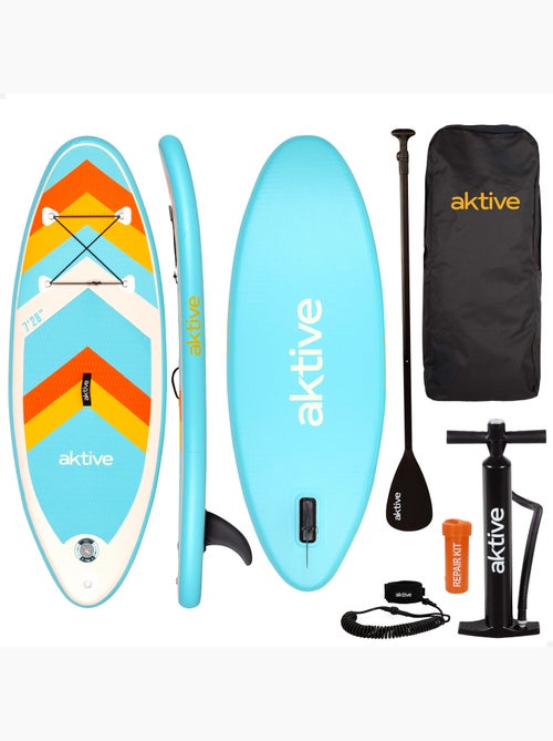 Aktive prancha de stand up paddle inflável para iniciantes com mochila, bomba e remo - Kiabi