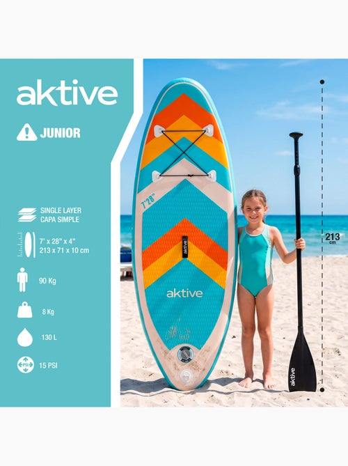 Aktive prancha de stand up paddle inflável para iniciantes com mochila, bomba e remo - Kiabi