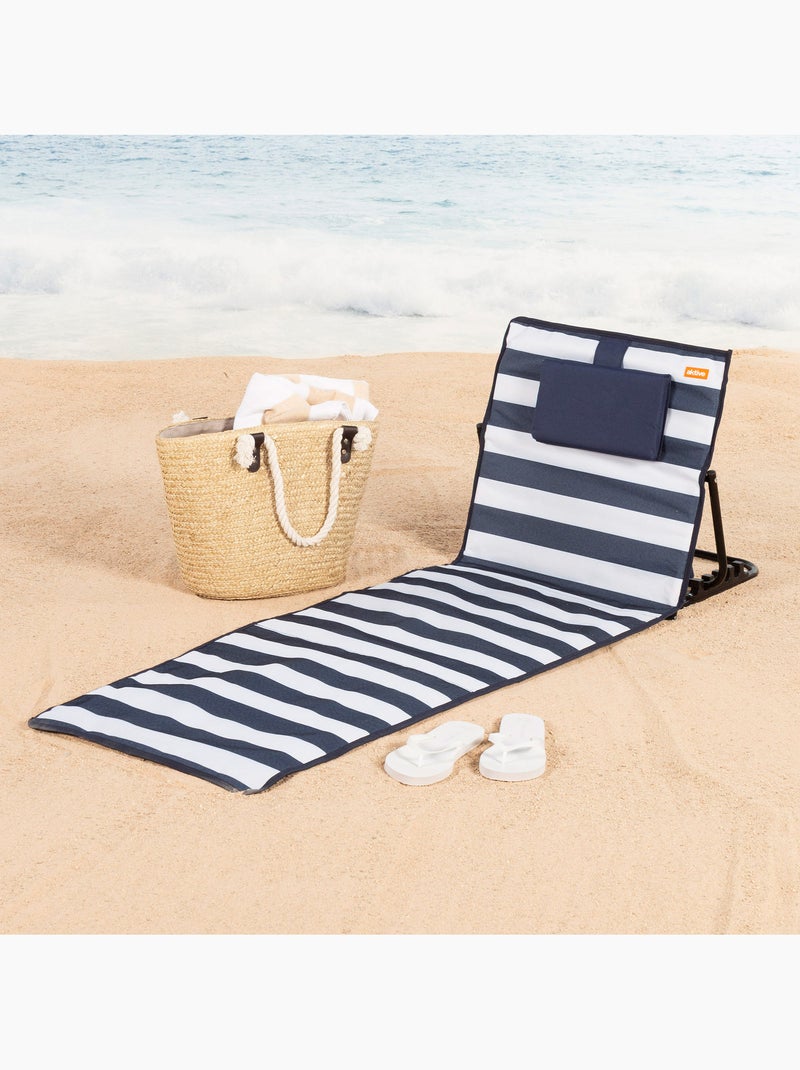 Aktive tapete reclinável dobrável com almofada 145x50x43 cm Azul Branco - Kiabi