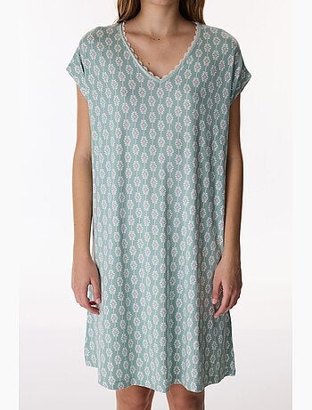 Alia camisa de dormir floral em renda de manga curta penti