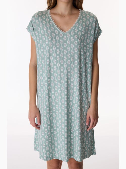 Alia camisa de dormir floral em renda de manga curta penti - Kiabi Alia camisa de dormir floral em renda de manga curta penti - Kiabi