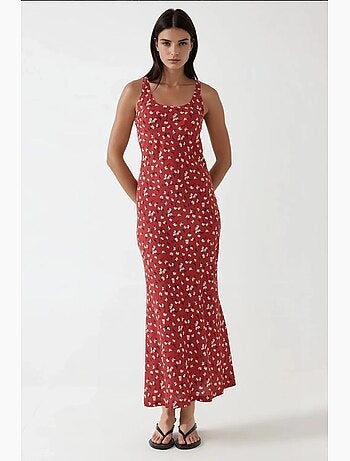 Allower vestido maxi com padrão floral e decote em u hiccup