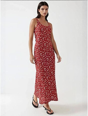 Allower vestido maxi com padrão floral e decote em u hiccup