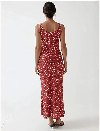 Allower vestido maxi com padrão floral e decote em u hiccup