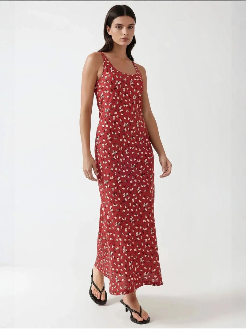 Allower vestido maxi com padrão floral e decote em u hiccup Vermelho - Kiabi