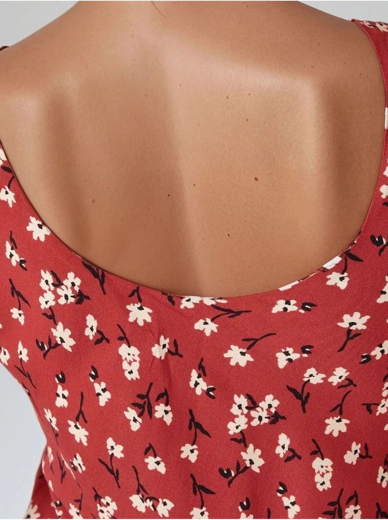 Allower vestido maxi com padrão floral e decote em u hiccup Vermelho - Kiabi