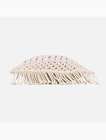Almofada amovível com franjas e macramé