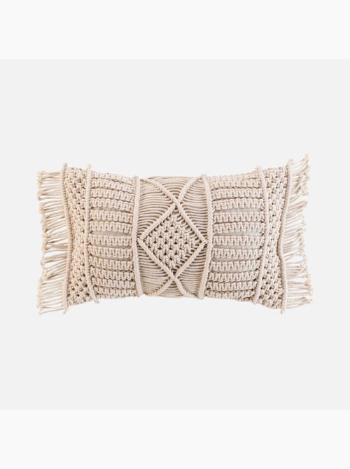 Almofada amovível com franjas e macramé - Kiabi Almofada amovível com franjas e macramé - Kiabi