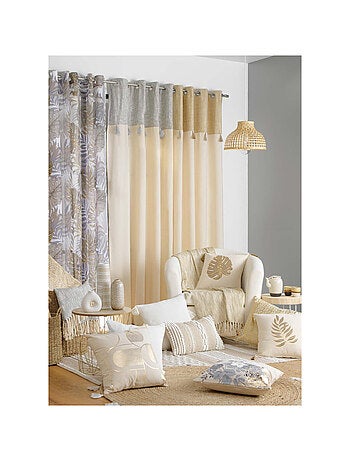 Almofada amovível em polycotton com bordados e fios metálicos