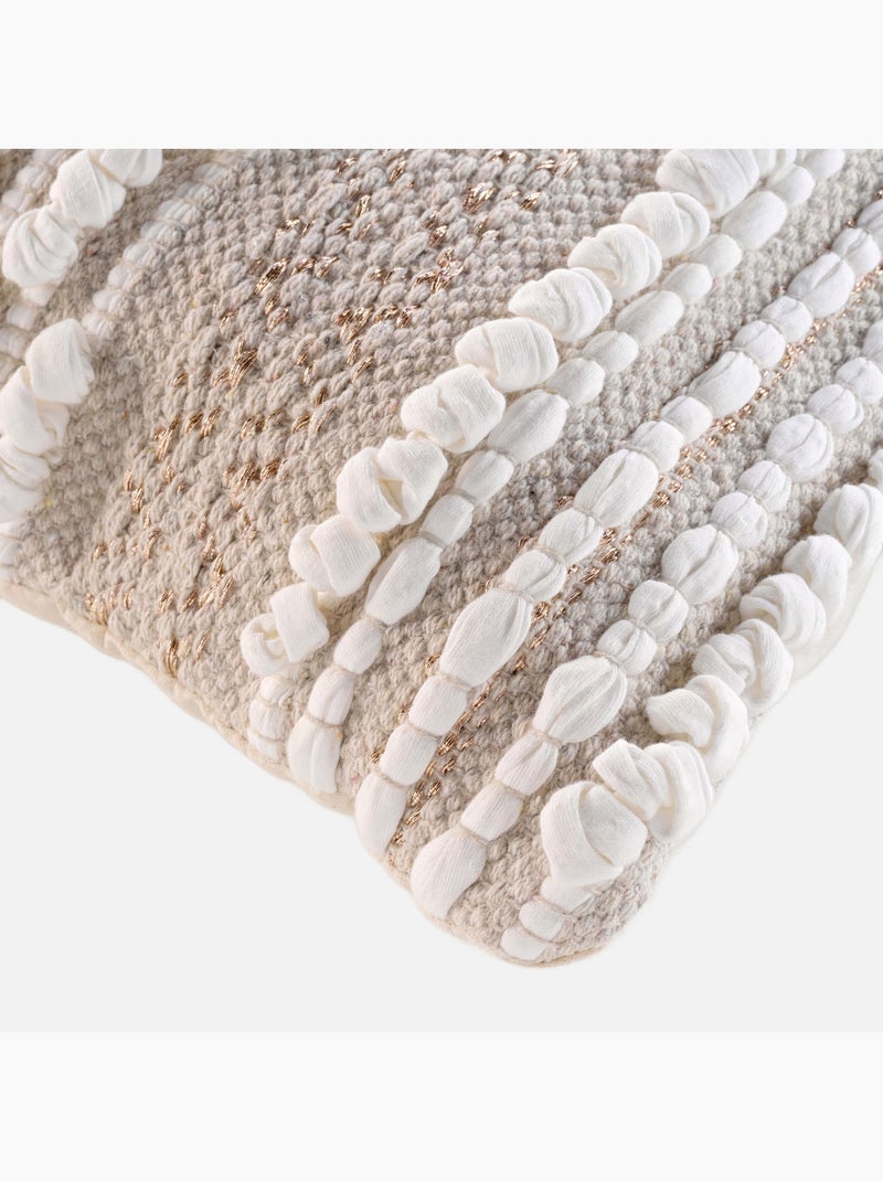Almofada amovível em polycotton com bordados e fios metálicos Bege concha - Kiabi