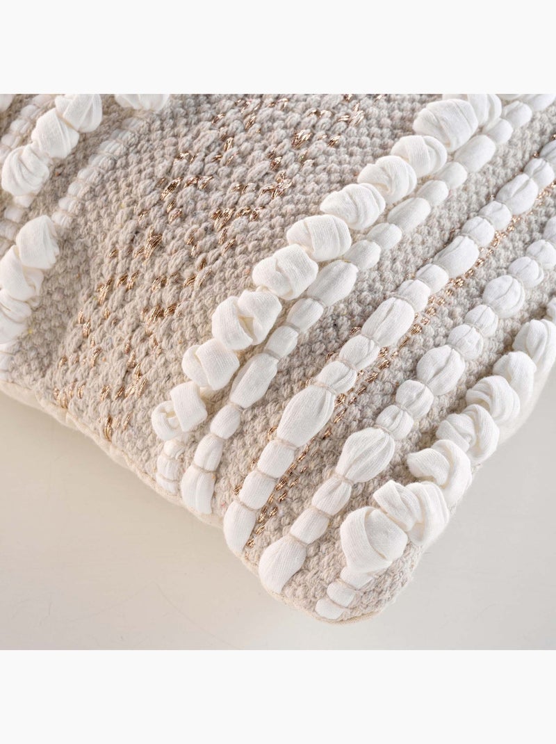 Almofada amovível em polycotton com bordados e fios metálicos Bege concha - Kiabi