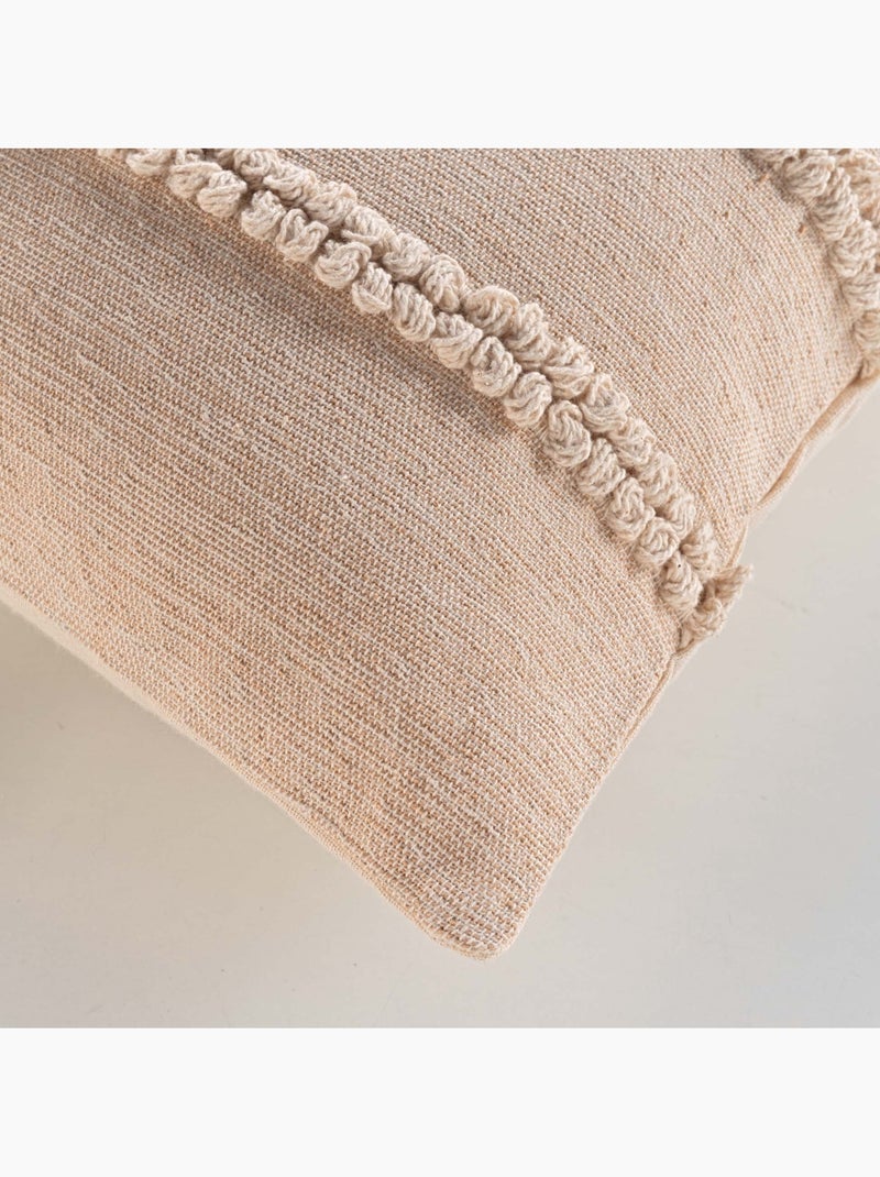 Almofada amovível em polycotton com tiras com fivela Bege concha - Kiabi
