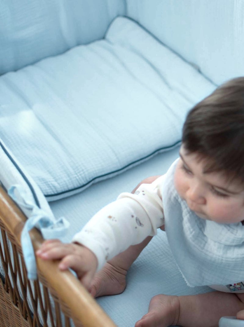 Almofada bebê plana e reversível em gaze de algodão | sevira kids Azul - Kiabi