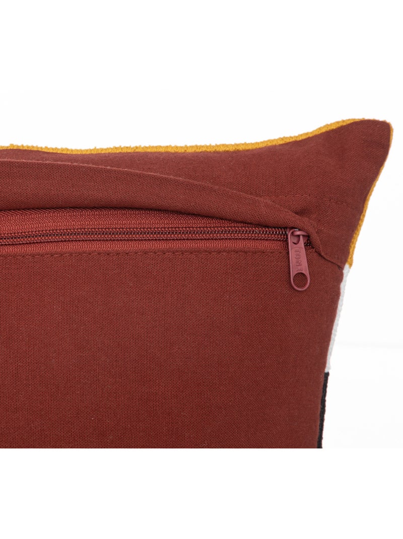 Almofada de algodão com capa removível e motivos geométricos bordados Multicolorido - Kiabi